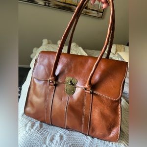 Patricia Nash Vienna Satchel Brown Italian Leather